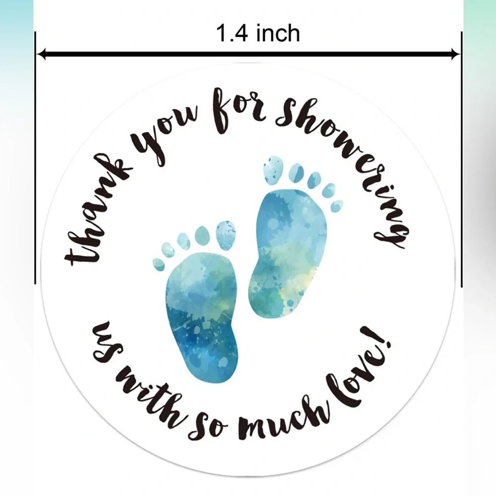 FREE 🚨 Blue Footprint Baby Shower Thank You Stickers - Over 450 Stickers